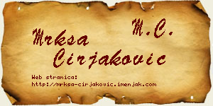 Mrkša Ćirjaković vizit kartica